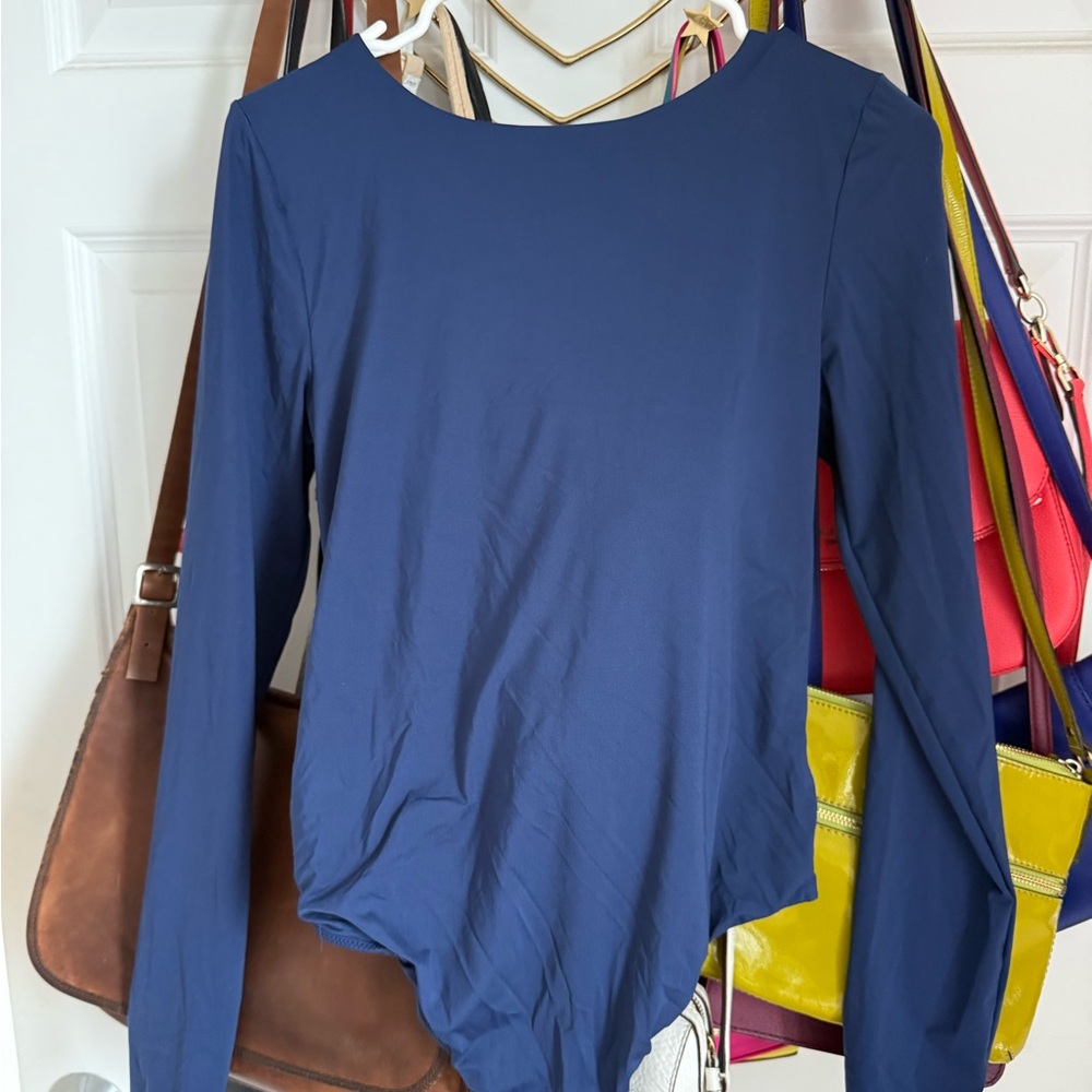 Aeropostale Low Cut Back Blue Long Sleeve Women's Bodysuit